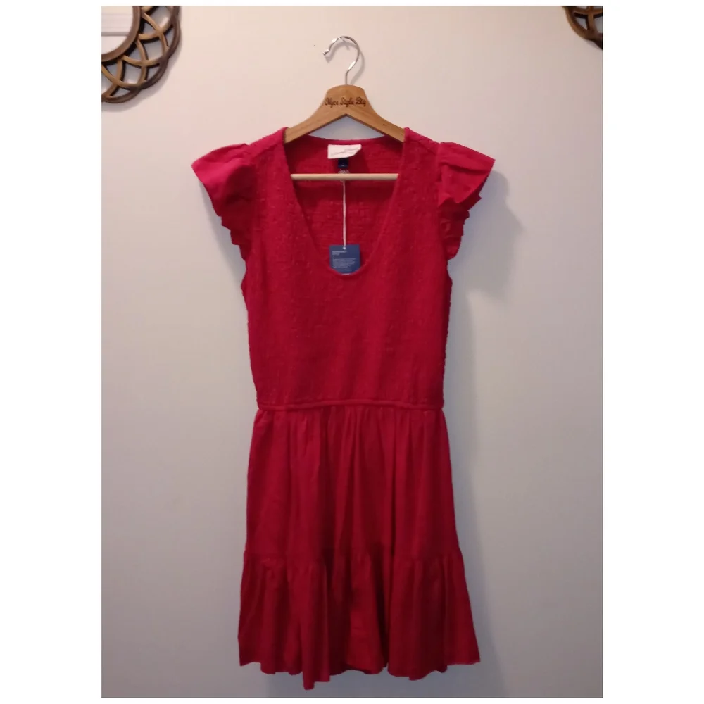 Pink Universal Thread Smocked Ruffle Dress w/ Pockets - Picture 3 of 7